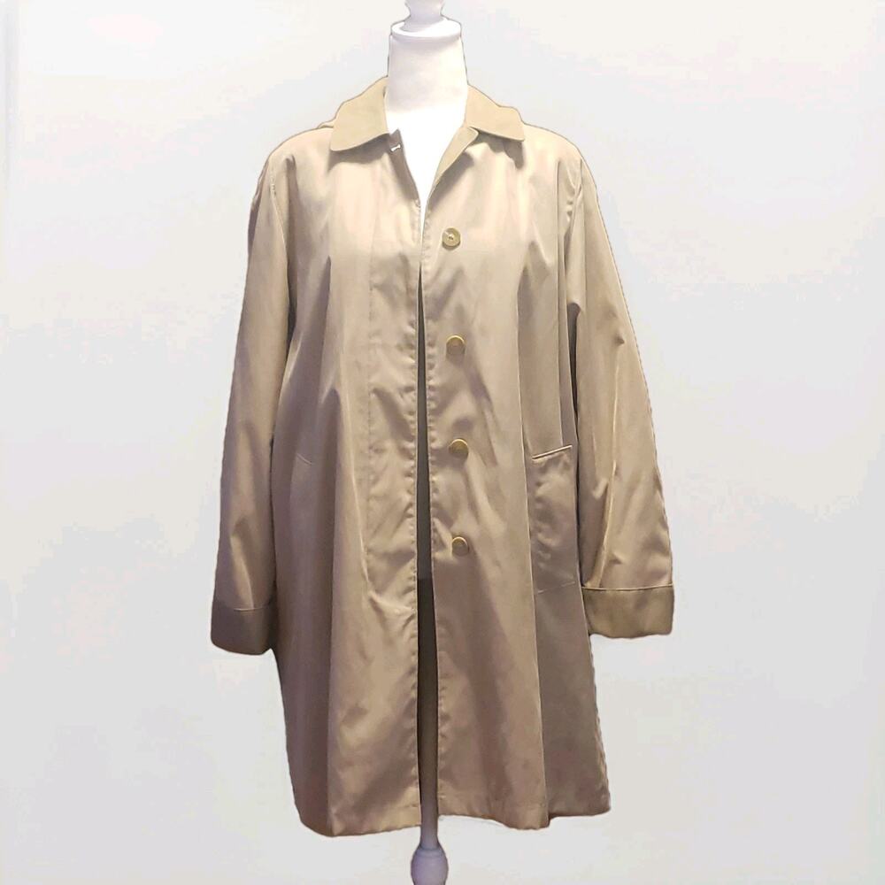 Vintage London Fog XL Women's Limited Edition Rain Car Coat Beige Removable Hood